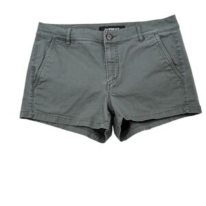 Express Shortie Mid Rise Chino Shorts Womens 6 Olive Army Green Stretch Twill